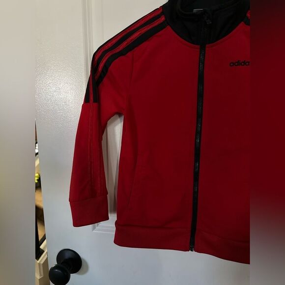 Adidas Red & Black Boy Track Jacket Size 6 - Picture 3 of 10